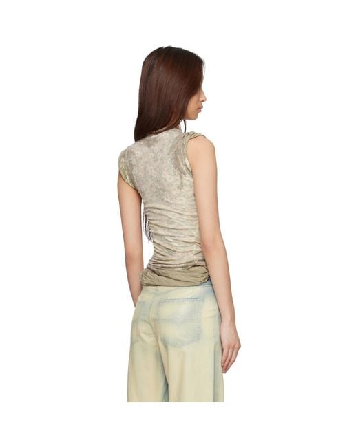 DIESEL Multicolor Khaki Bleached Effect Layered Top