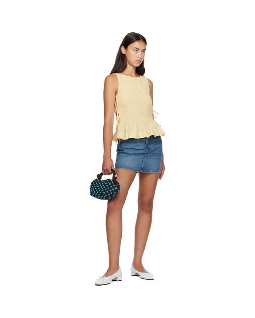 Ganni Blue Rigid Denim Miniskirt