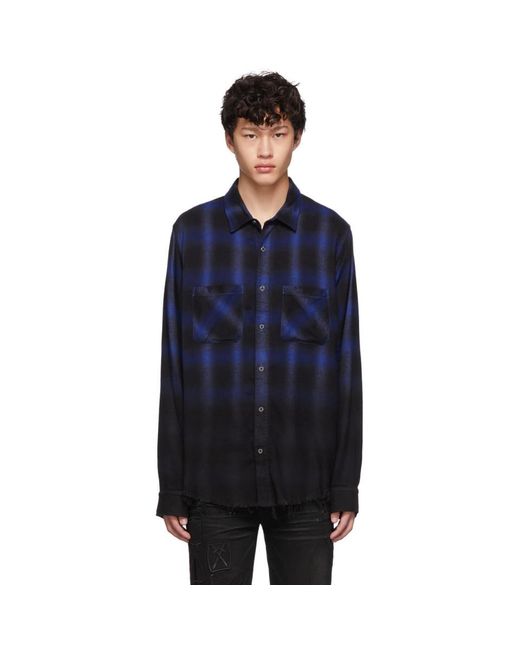 Amiri Black And Blue Ombre Flannel Shirt for men