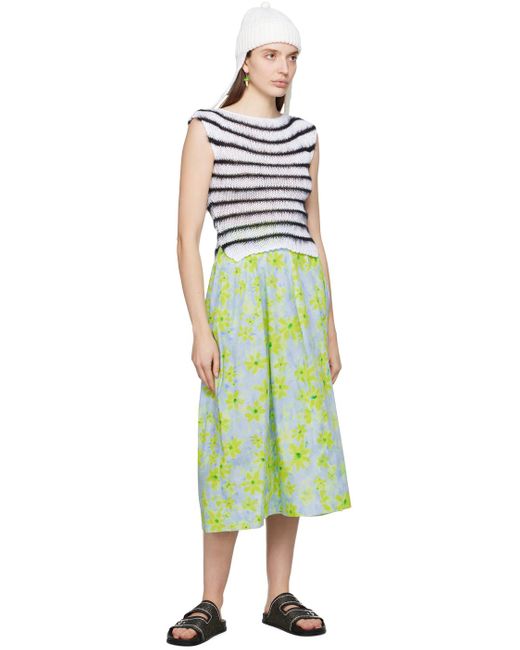 Marni Green Blue Graphic Midi Skirt
