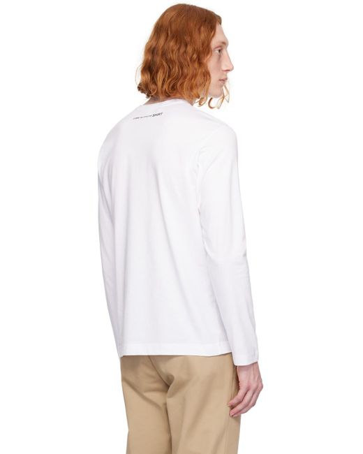 T-shirt à manches longues blanc à logo imprimé Comme des Garçons pour homme en coloris White