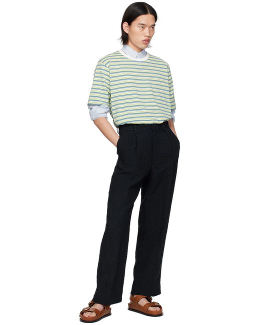 Auralee Black Pleated Trousers for men