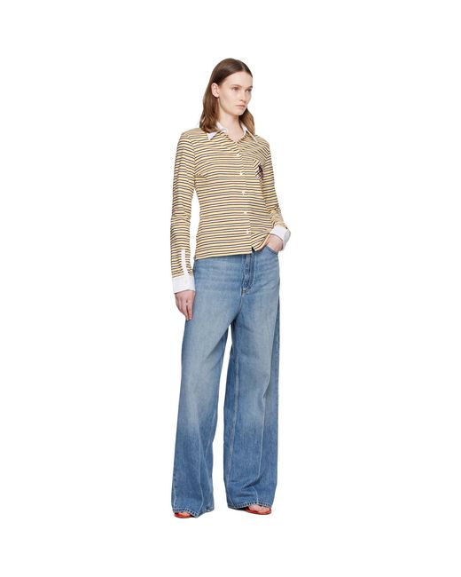 Stella McCartney Blue Fancy Stripe Crest Polo Shirt