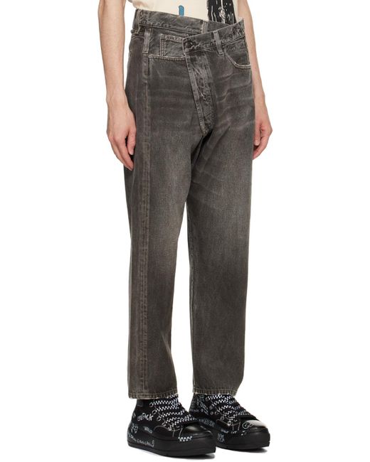 R13 Black Crossover Jeans for men