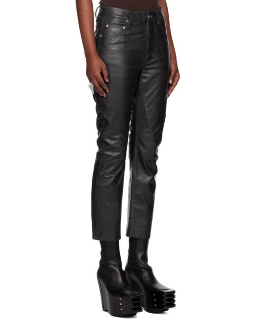 Rick Owens ブラック Hollywood Detroit Cut レザーパンツ Black