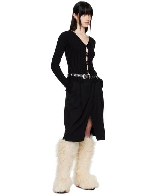 Acne ブラック ボタンアップ リブ カーディガン Black