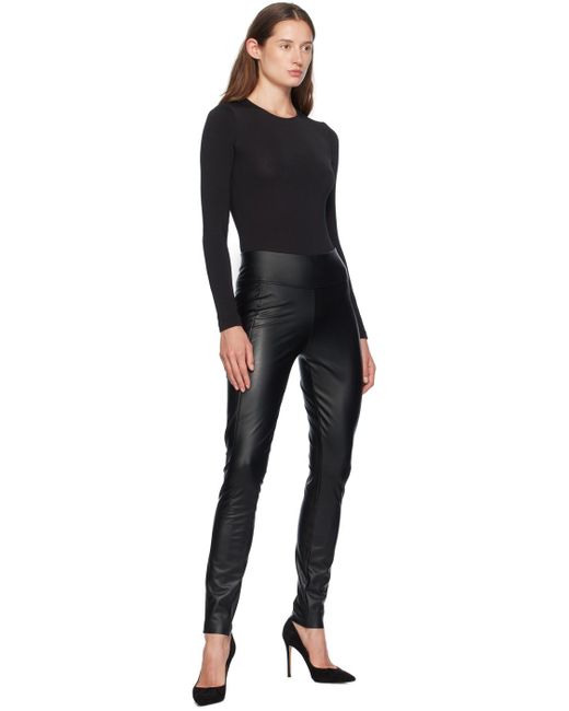 Wolford Black Edie Forming Faux-Leather Leggings