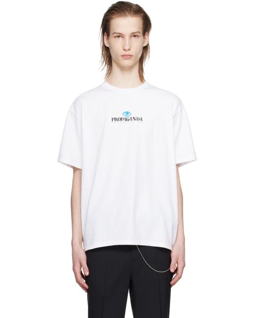 T-shirt blanc à texte et image imprimés Undercover pour homme en coloris White