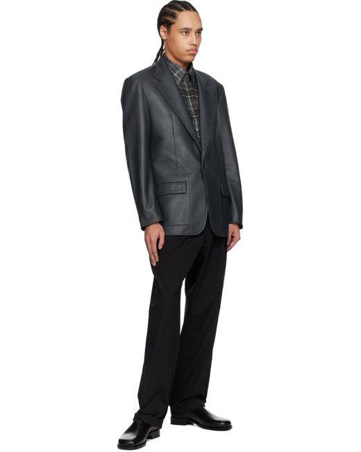 Carter Young Black Single Breasted Leather Blazer for men
