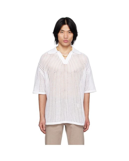 Wooyoungmi White Dropped Shoulder Polo for men