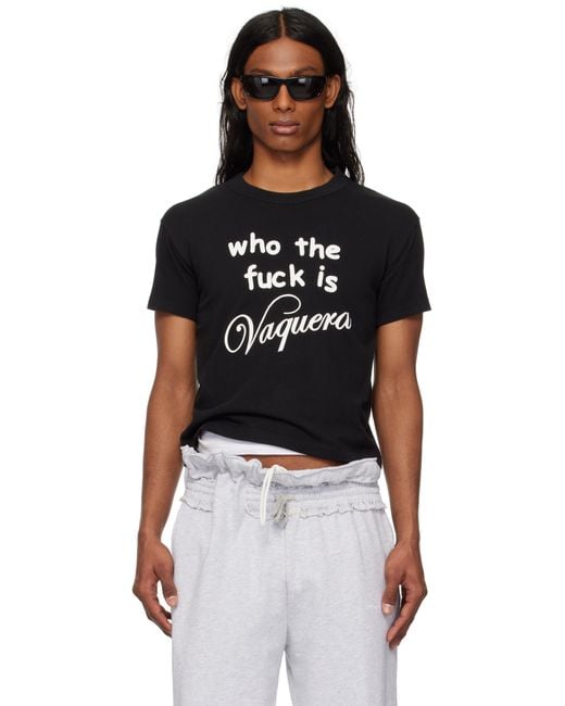 メンズ VAQUERA ブラック 'Who Tf' Tシャツ Black