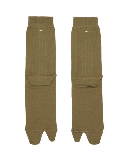 Maison Margiela Green Khaki Tabi Socks for men