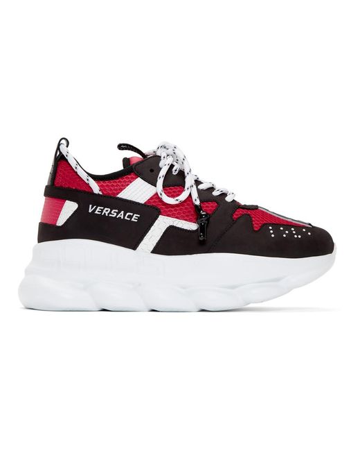 Versace Black And Red Nyc Runway Chain Reaction Sneakers for men