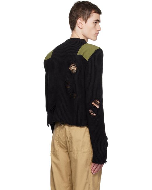 MM6 by Maison Martin Margiela Black Distressed Sweater for men