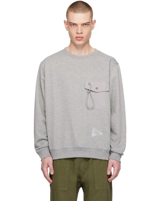 And Wander Gray Gramicci Edition Sweatshirt for men