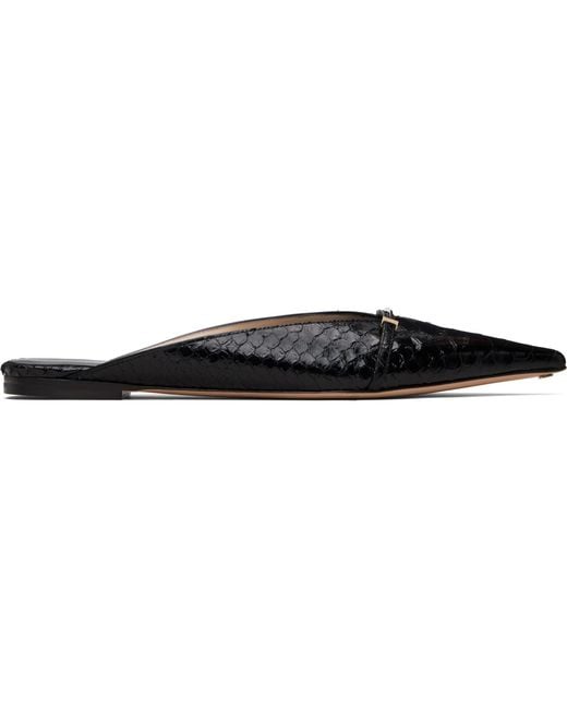 Tom Ford Black Printed Python Julianne Mule Flats