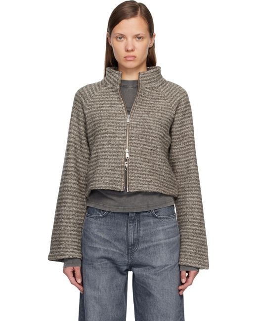 mfpen グレー Leisure クロップド ジップアップ ジャケット Black