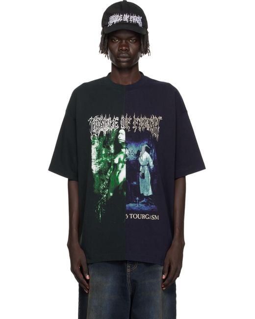Vetements Blue Cradle Of Filth Cut-Up Oversized T-Shirt for men