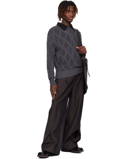パンツ Nullus INTERTWINED STRUCTURE TROUSERS NULLUS Intertwined Structure Trousers in Black for Men | Lyst