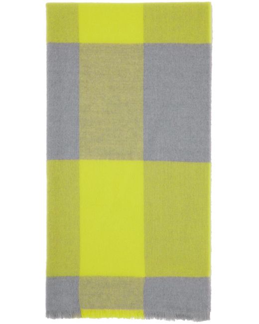 Acne Yellow & Gray Check Scarf for men