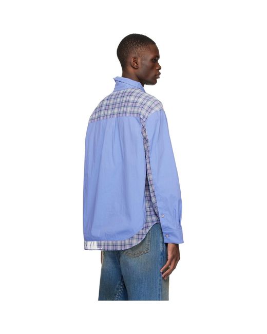 ANDERSSON BELL Blue Aprol Mesh Panel Shirt for men