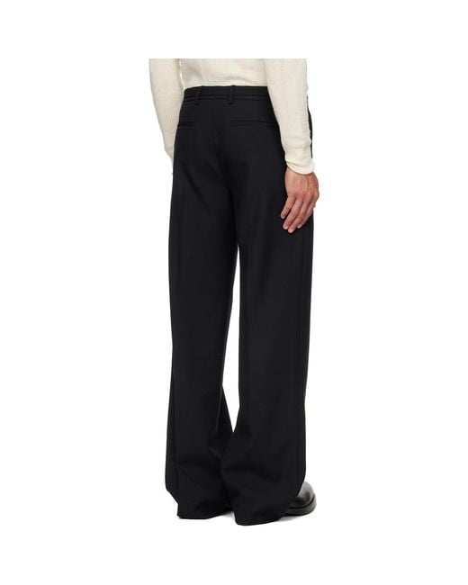 Dries Van Noten Black Belted Wool Trousers for men
