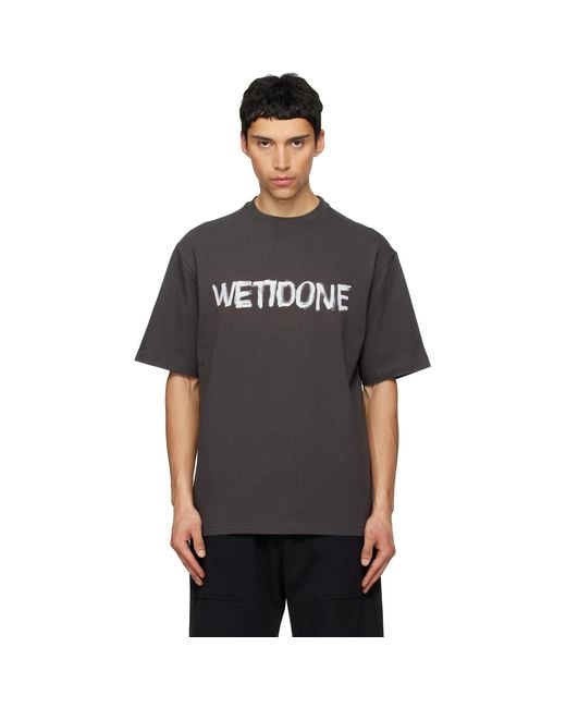 we11done Black Graffiti Logo T-Shirt for men