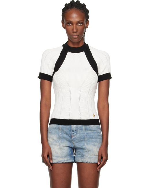 Balmain Black Short-sleeved Knit Top