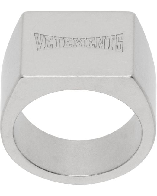 Vetements Metallic Boxing Logo Signet Ring