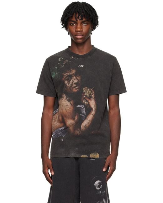 Off-White c/o Virgil Abloh Black Bacchus Graphic-print Cotton-jersey T-shirt for men