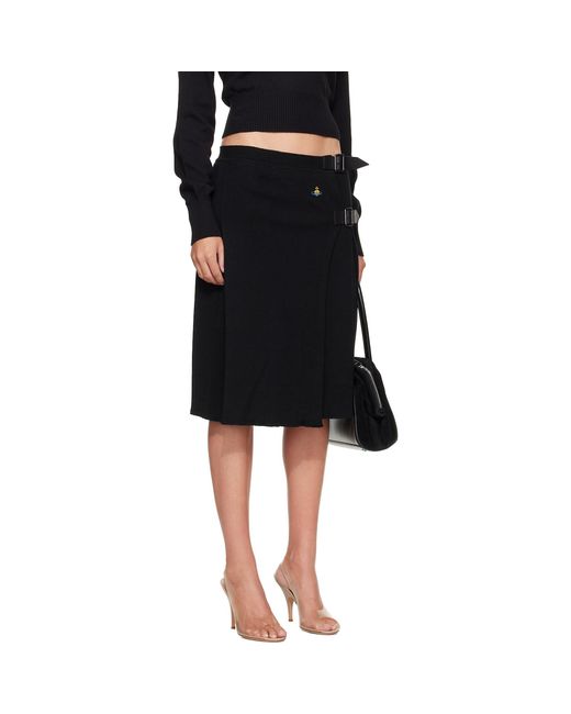 Vivienne Westwood Black Alex Kilt Midi Skirt