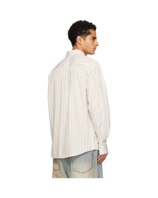 we11done White Striped Basic Shirt for men