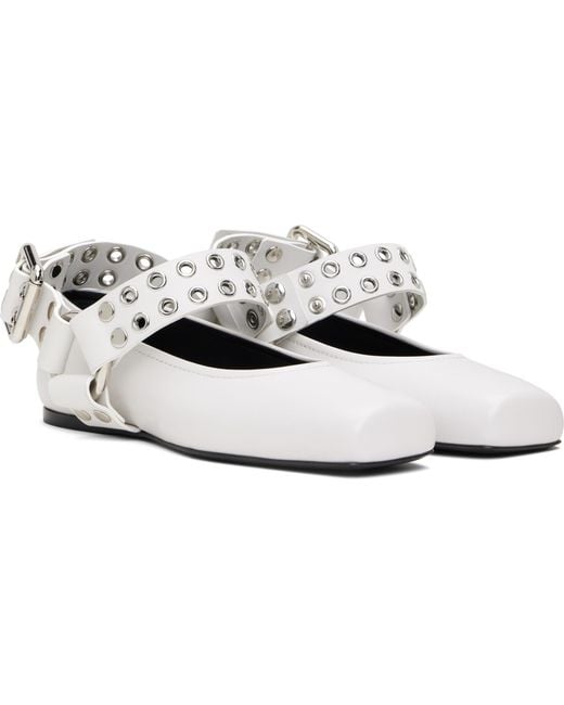 Alaïa White Biker Leather Ballet Flats