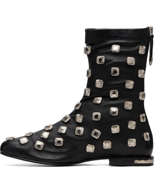 Toga Virilis Black Stretch Leather Chelsea Boots for men