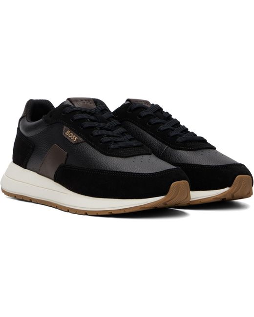Boss Black Leather Sneakers for men