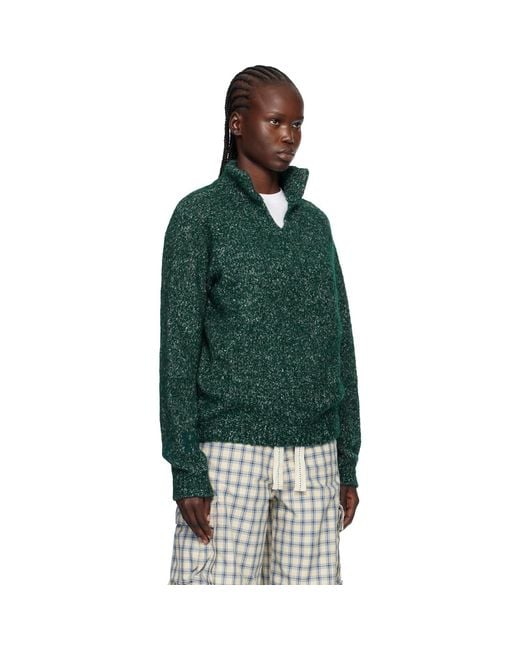ERL Green Slit Neck Alpaca Polo