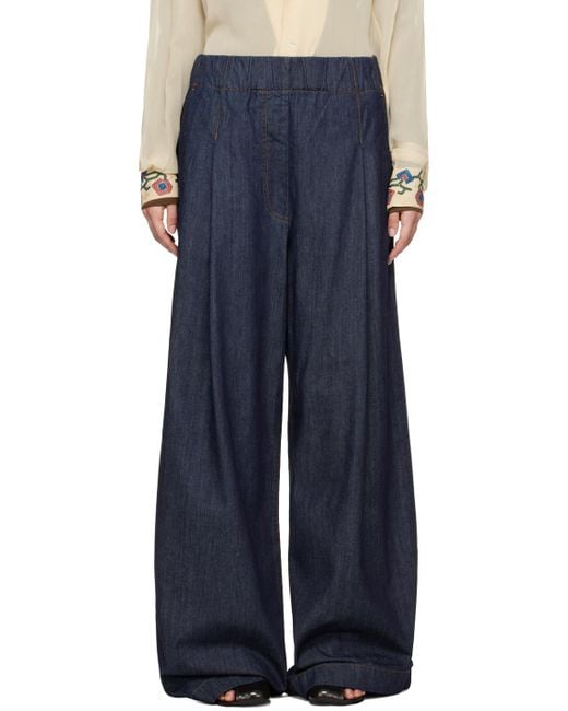 Dries Van Noten Blue Wide-Leg Jeans