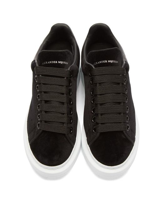 Alexander mcqueen black velvet platform sneakers sale