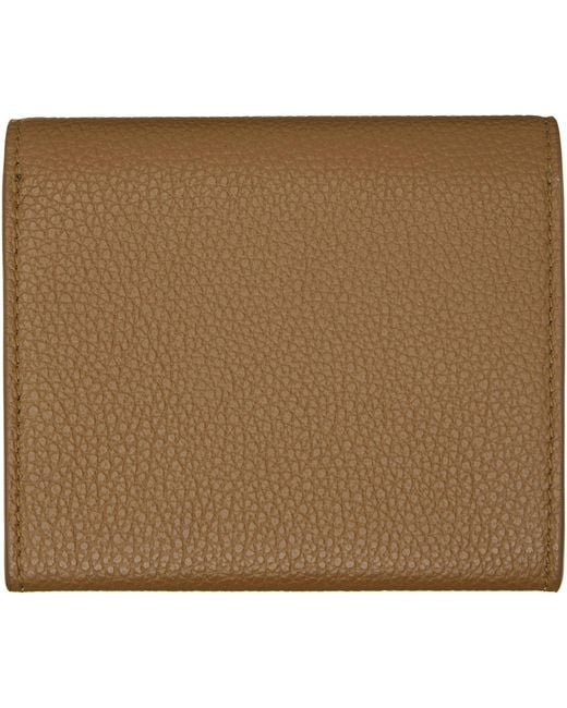 Marni Brown Khaki Mending' Leather Flap Card Holder for men