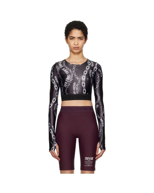 Versace Jeans Couture Black Chain Couture Crop T-Shirt