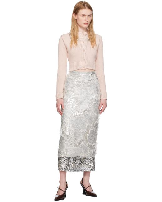 Erdem Metallic Layered Midi Skirt