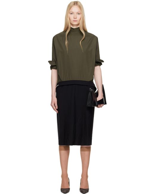 Maison Margiela ブラウン＆ブラック Reversed Shirtdress ミディアムワンピース Black