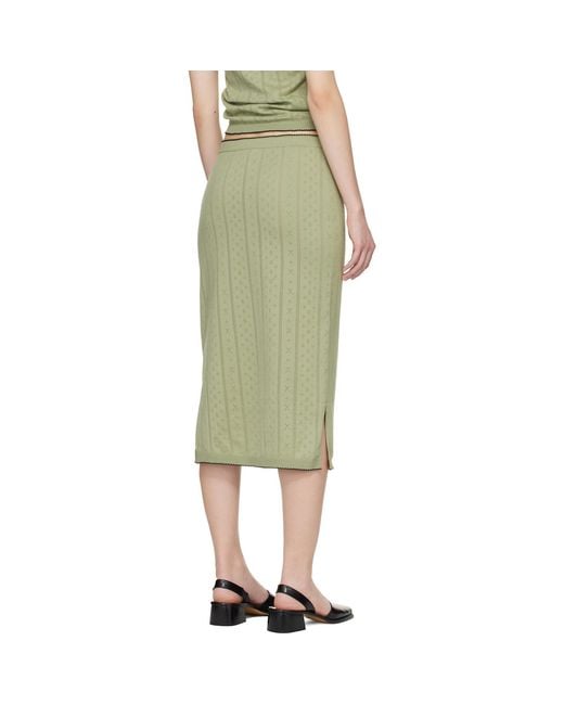 B.B. Wallace Green Khaki Serra Midi Skirt