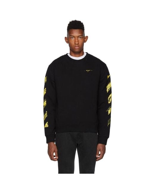 Off-White c/o Virgil Abloh Ssense Exclusive Black And Yellow Acrylic Arrows Sweatshirt for men