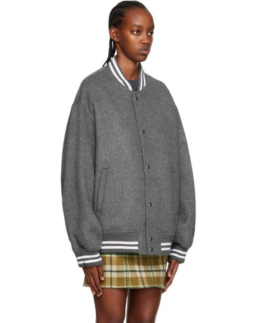 we11done Gray Oversized Bomber Jacket