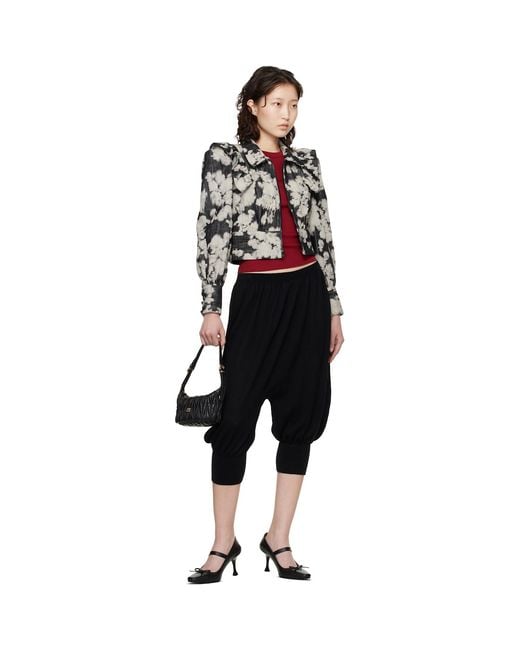 Anna Sui Black Off- Cropped Ruffle Jacket