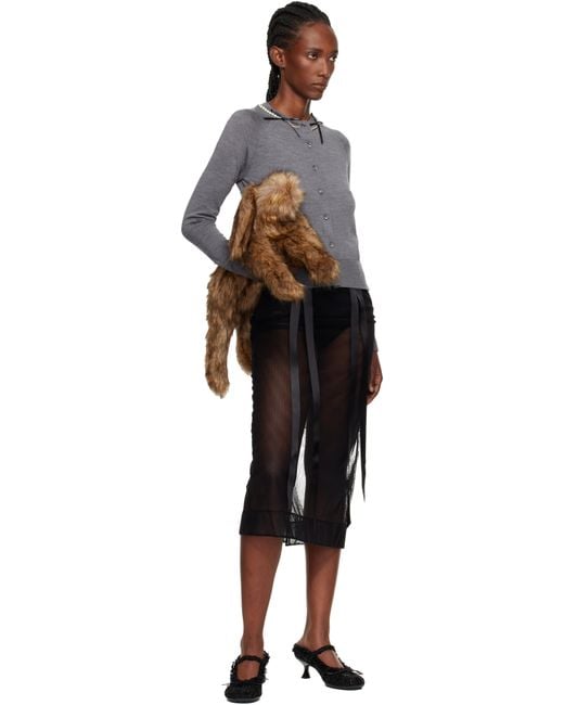 Simone Rocha グレー Pearl & Chain Bow カーディガン Black