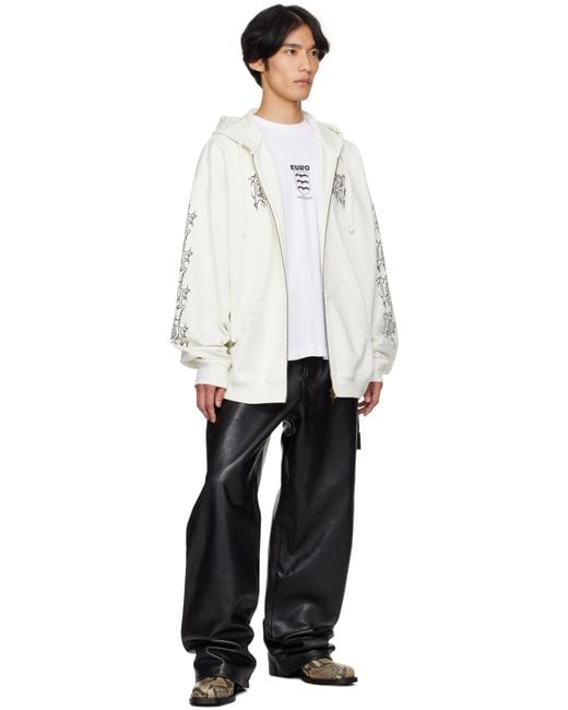 Vetements White Off- Cradle Of Filth Logo Oversized Zip-Up Hoodie for men