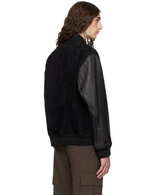 Blouson Aviateur Noir En Cuir À Logo Gaufré HUGO pour homme en coloris Black