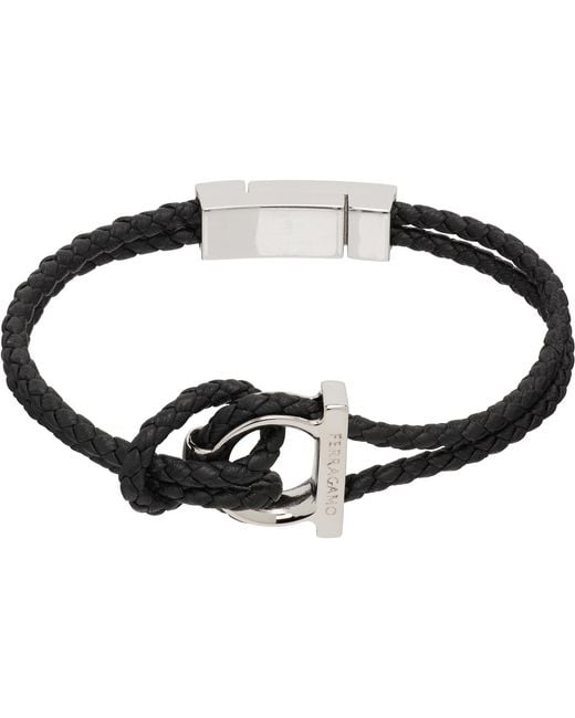 Ferragamo Black Gancini Bracelet for men